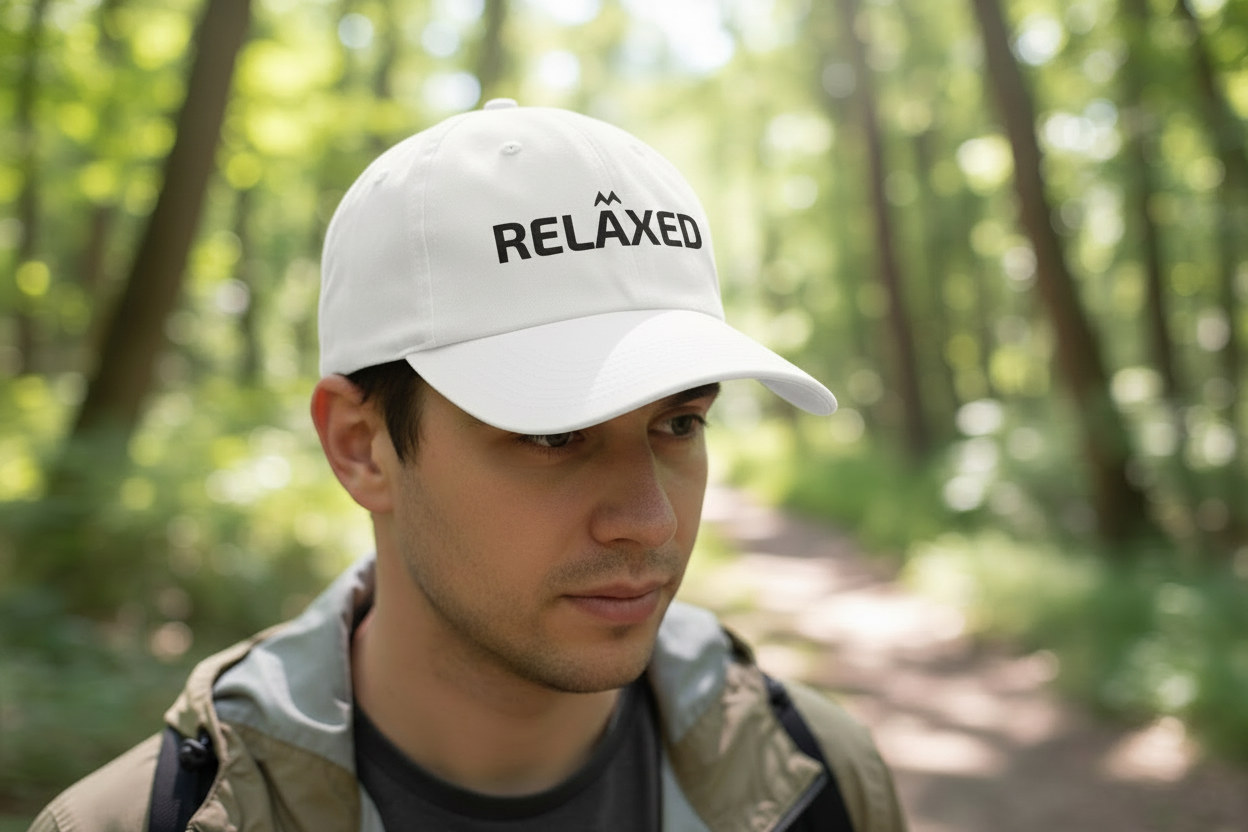 'RELAXED' Mood Cap Embroidered Baseball Cap — Minimal Positive Dad Hat