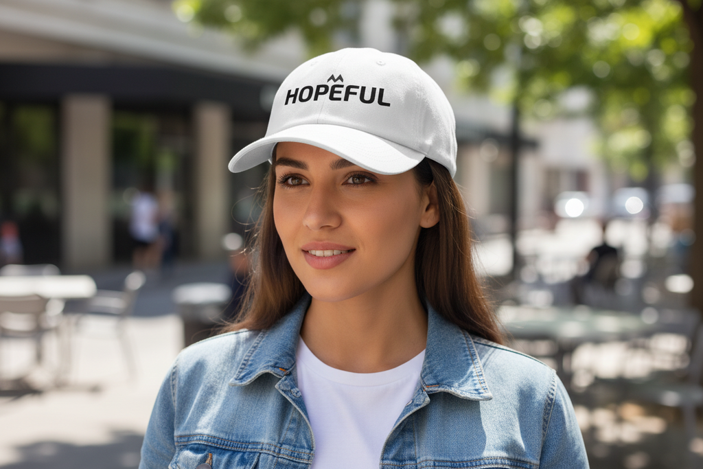 'HOPEFUL'  Mood Cap Embroidered Baseball Cap — Minimal Positive Dad Hat